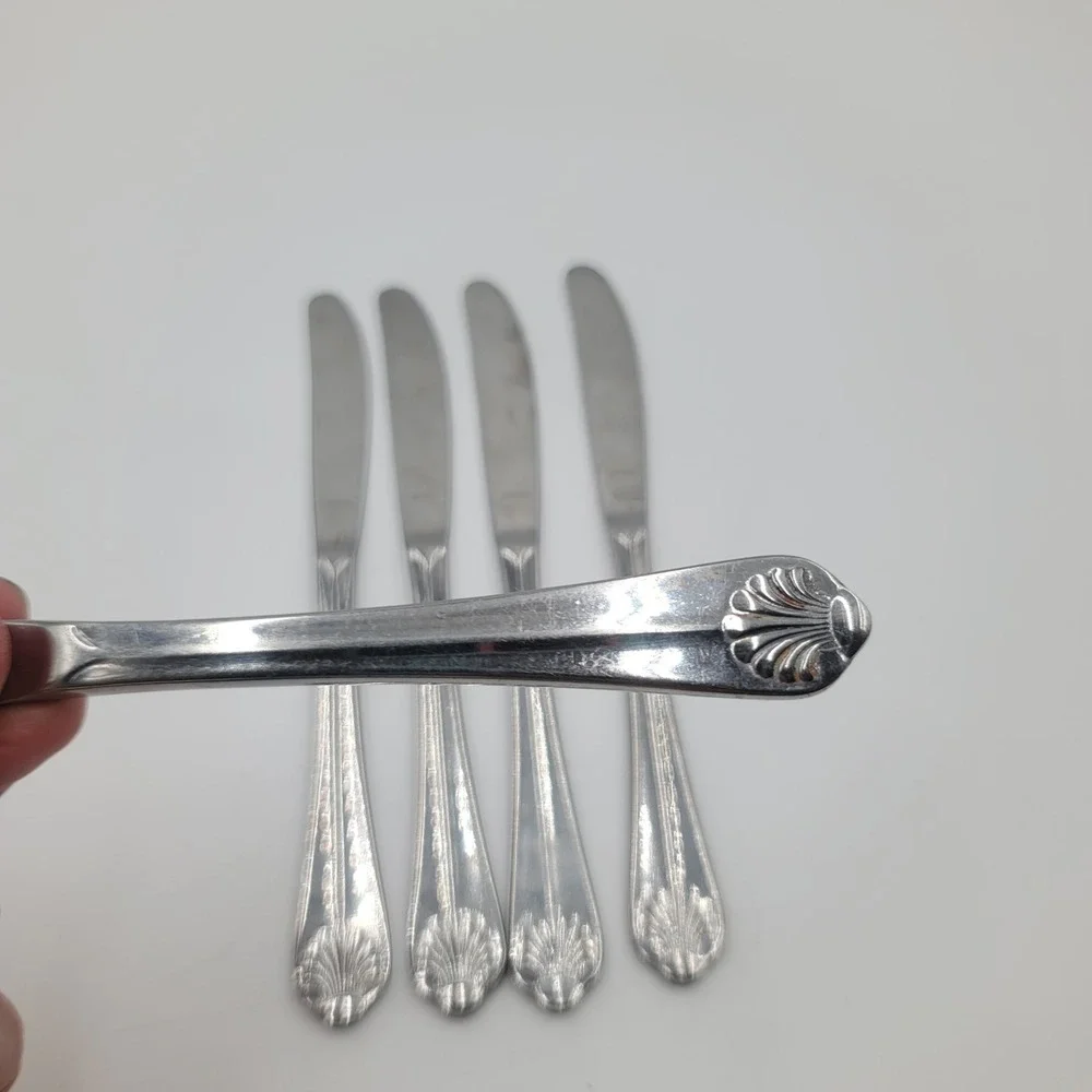 5pc Farberware Jubilee Shell Scallop Stainless Steel Flatware Knives Indonesia